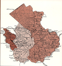 20e-eeuwse kaart van de Vier Quartieren